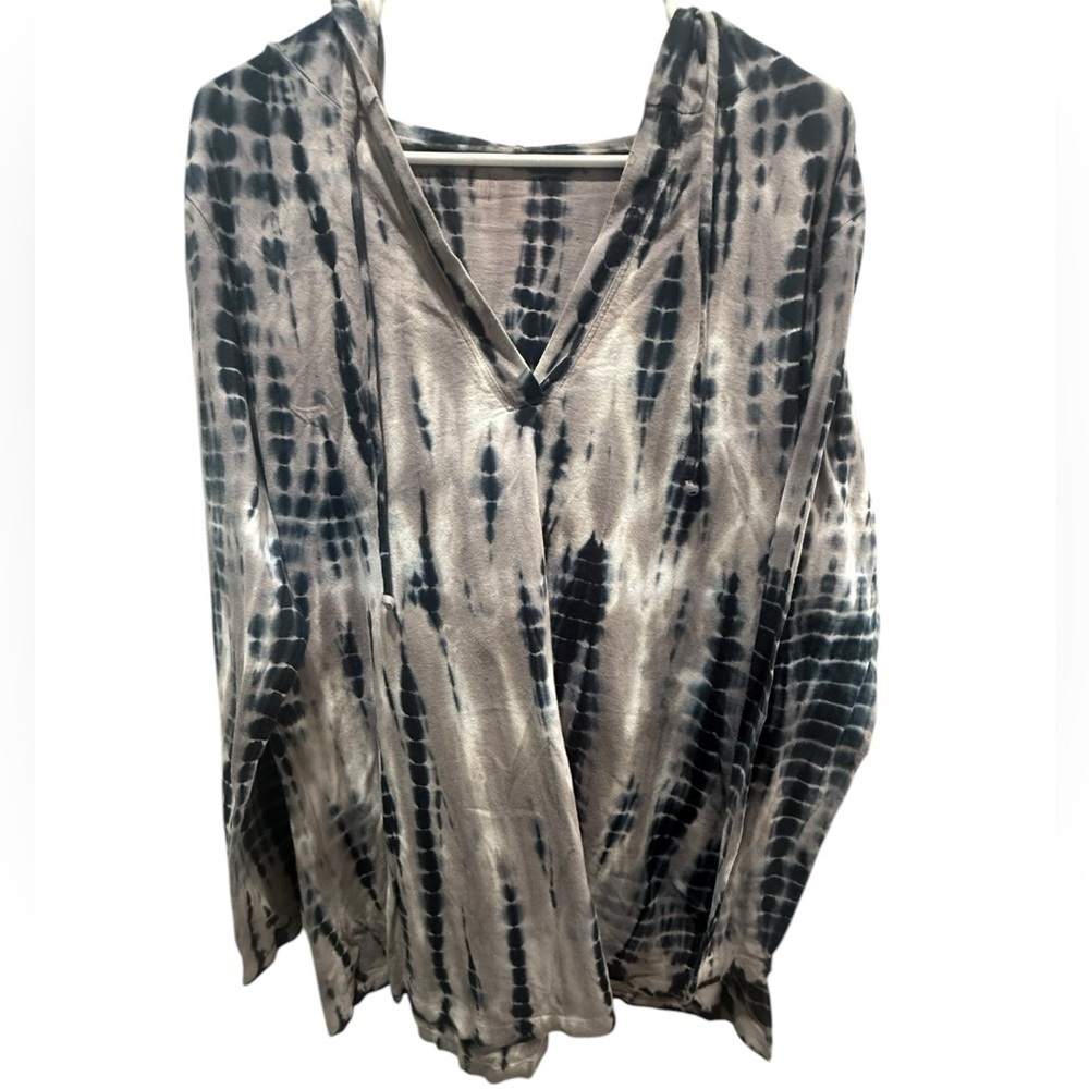 Balance Collection Tie Dye Hooded Tunic Top 1X Soft Lightweight Lounge Hoodie - Picture 2 of 4